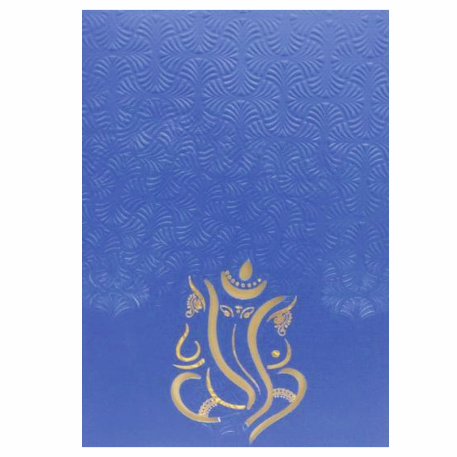 Embossed Blue Floral Shading With Cut Ganesha Wedding Card - KNK30500