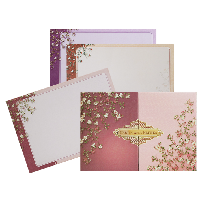 Beige Floral Door Padded Invitation Card-King of Cards
