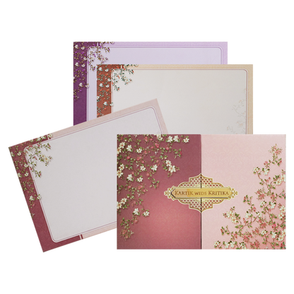 Beige Floral Door Padded Invitation Card-King of Cards
