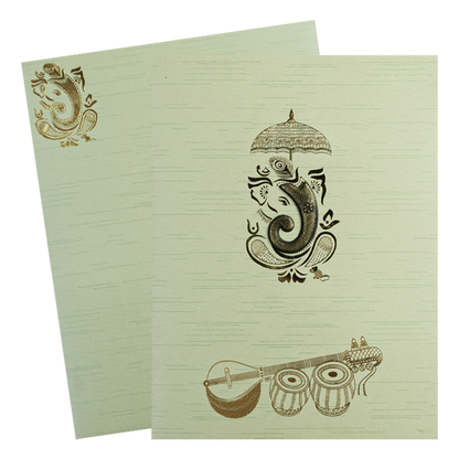 Mint Green Musical Ganesha Wedding Card-KNKR5025N