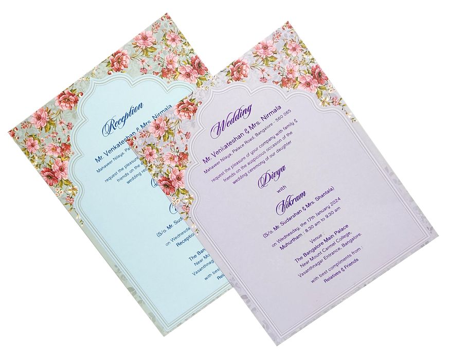 Cream Floral Padded Offset Print With Name Plate-KNPO1507C-King of Cards