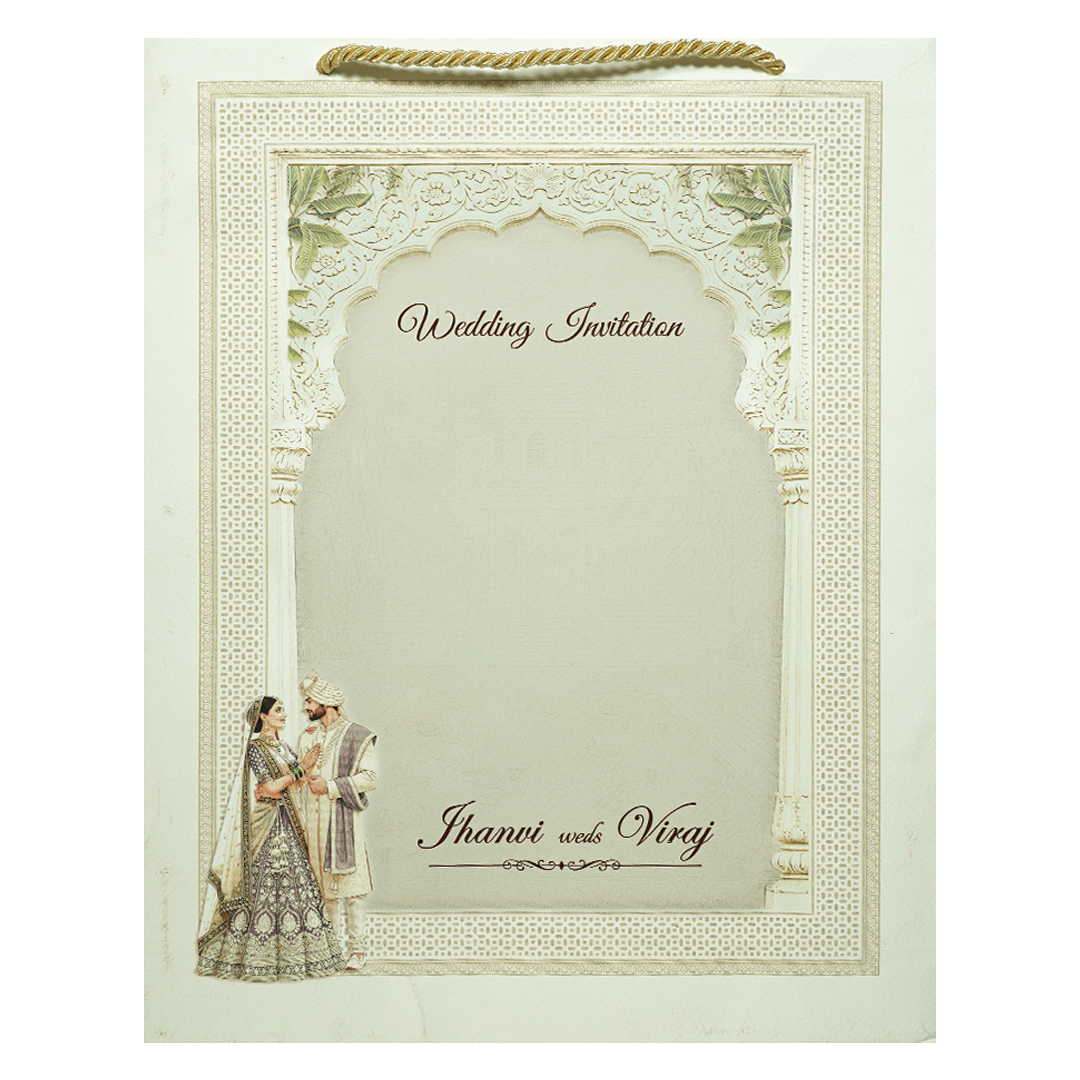 White Arch Couple Wedding Invitation Box-KMMEX8300