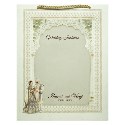 White Arch Couple Wedding Invitation Box-KMMEX8300