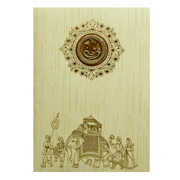 Pista Green Shiny Ganesha Wedding Card-King of Cards