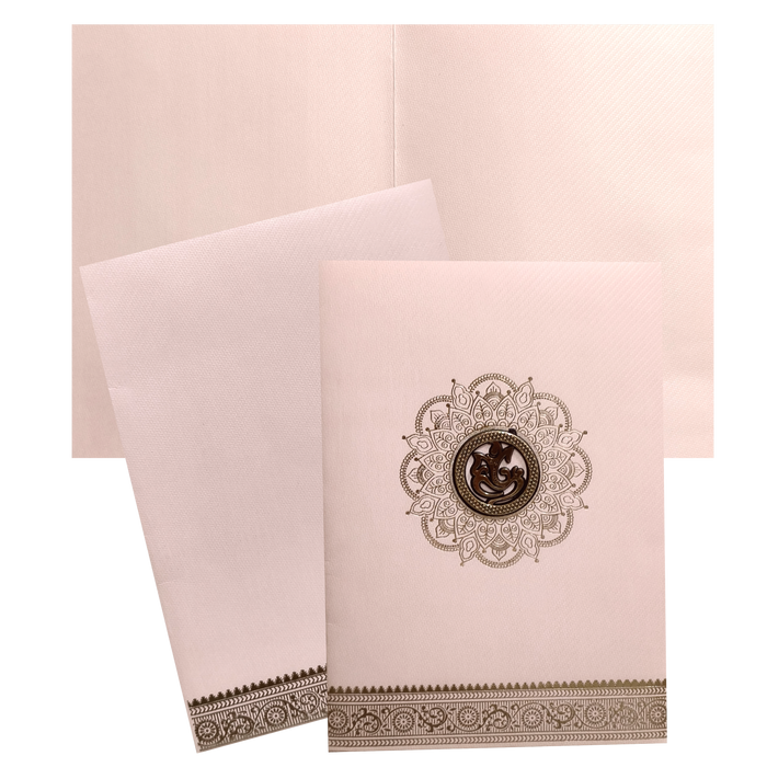 Peach Ganesha Wedding Invitation Card-King of Cards