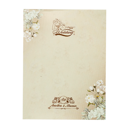 Buy Beige Floral Padded Wedding Card