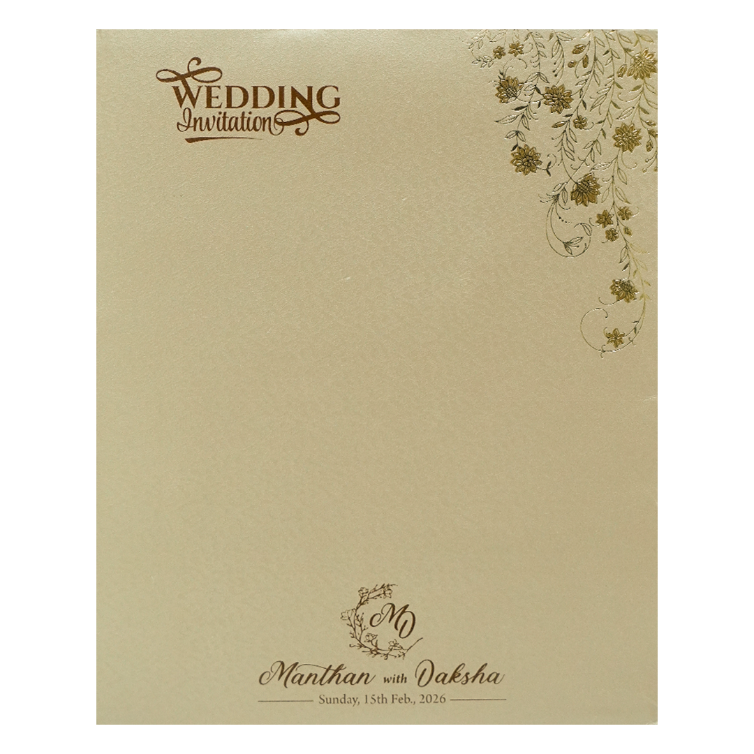 Buy Gold Floral Padded Wedding Card