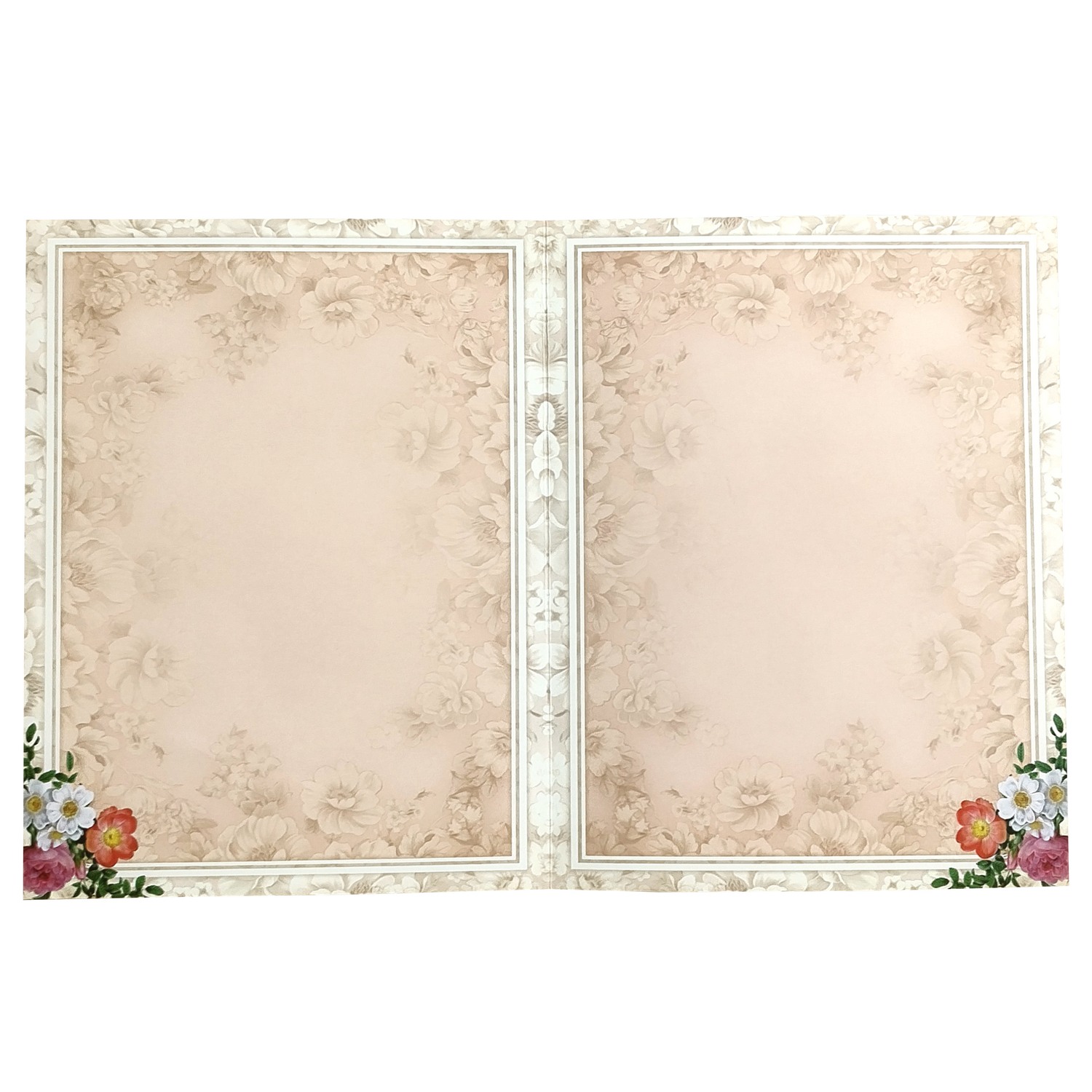 Peach Floral Nameplate Invitation Card-KNKJ1120