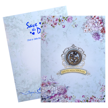 Sky Blue Classic Floral Design With Name Plate-KNKC4055-King of Cards