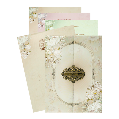 Check out Beige Floral Padded Wedding Card at best price. ✅WhatsApp Support ✅Express Delivery.|King of cards.