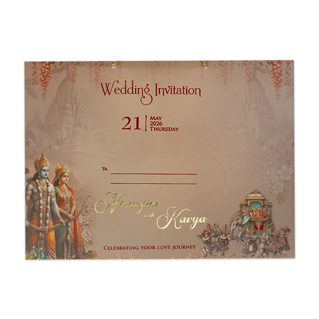 Ram Sita Procession Padded Wedding Card-KSH72210