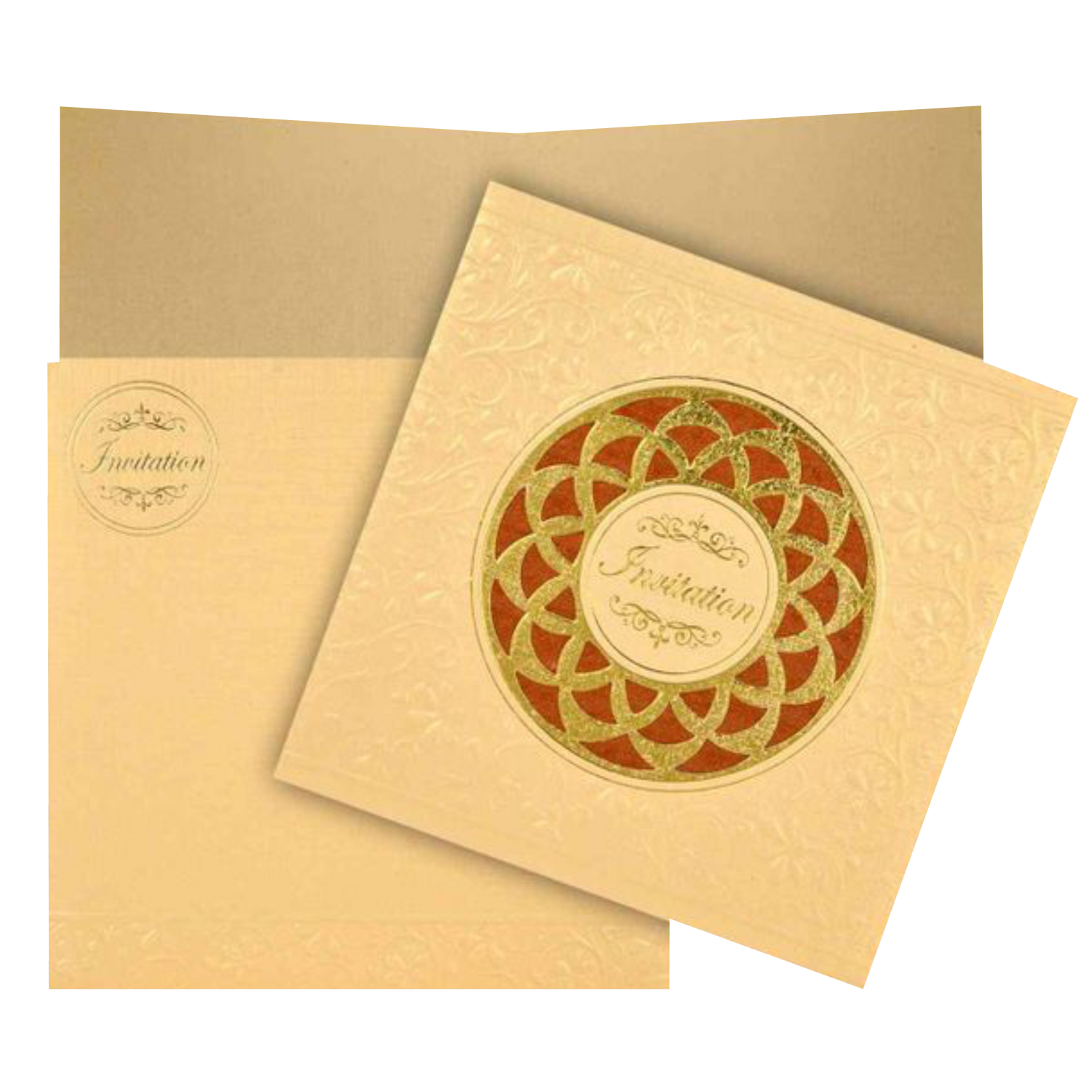 Gorgeous Cream Color Hand Made Wedding Card  - KNK95030