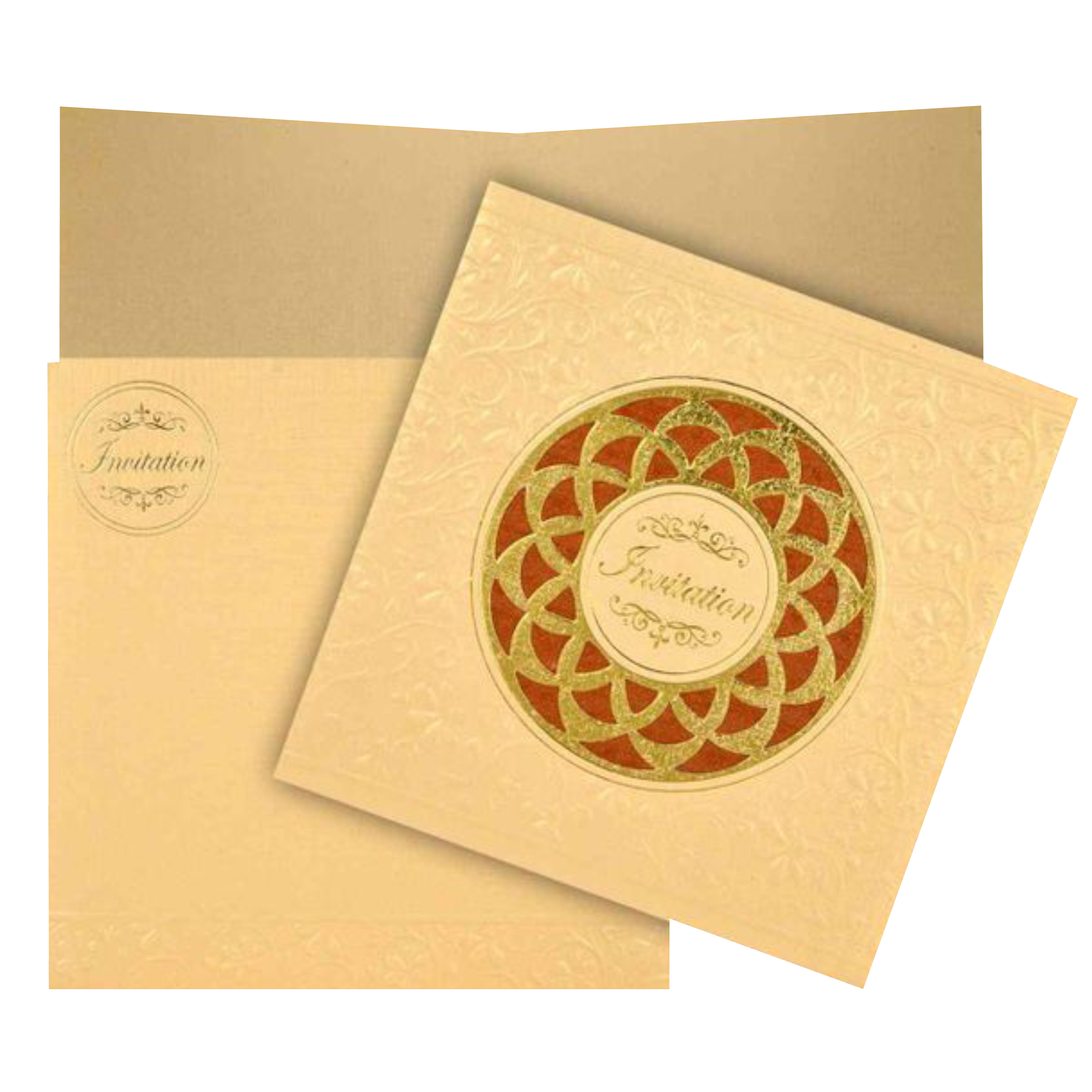 Gorgeous Cream Color Hand Made Wedding Card  - KNK95030