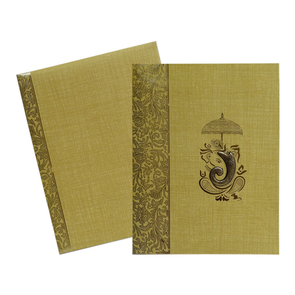 Brown Gold Jumbo Met Size Wedding Card With Gold Foiling Print-KNK50140-King of Cards