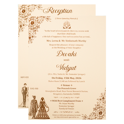 Pink Floral Jaali Padded Wedding Card-KSSC2330