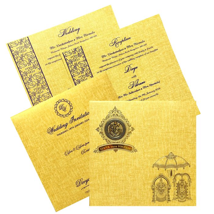 Gold Balaji Padmavathi Invitation Card-KNPO5519N-King of Cards