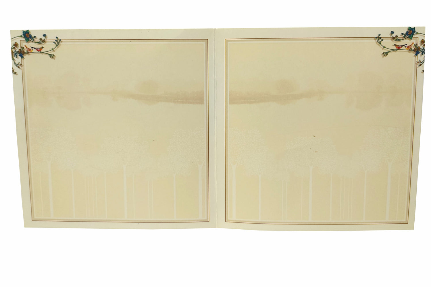 Cream Offset Scenery With Peacock Invitation Card-KNSN6702C