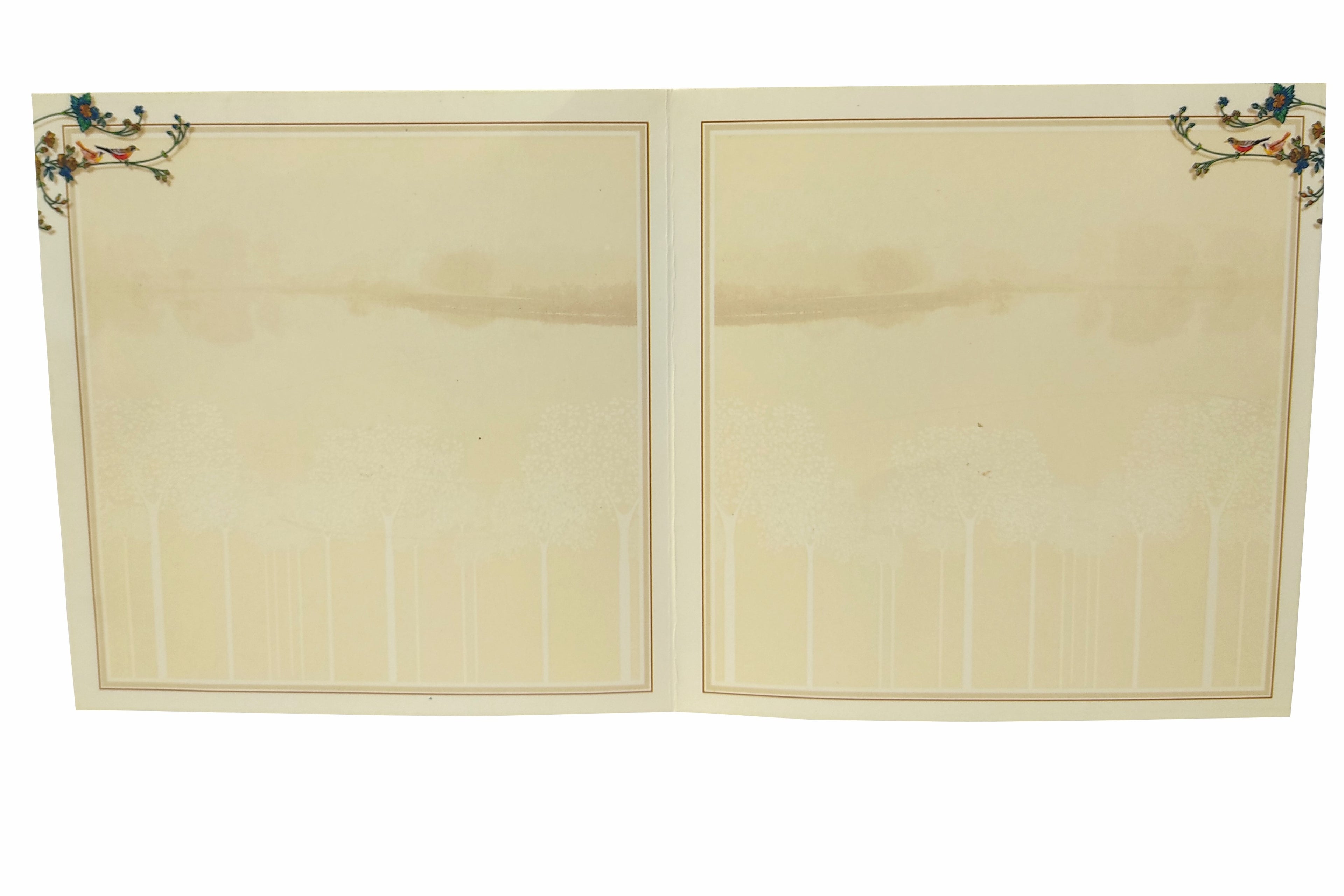 Cream Offset Scenery With Peacock Invitation Card-KNSN6702C