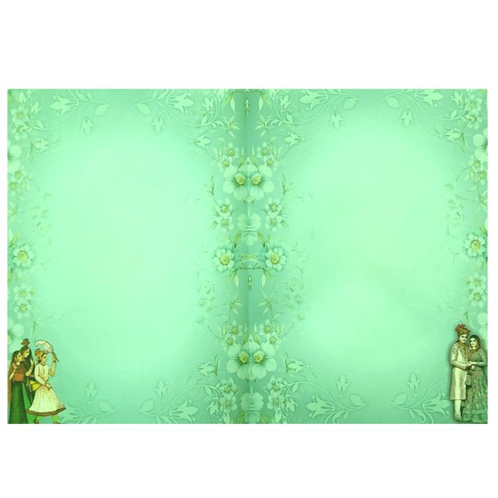 Green Floral Bride Groom Padded Invitation Card-King of Cards