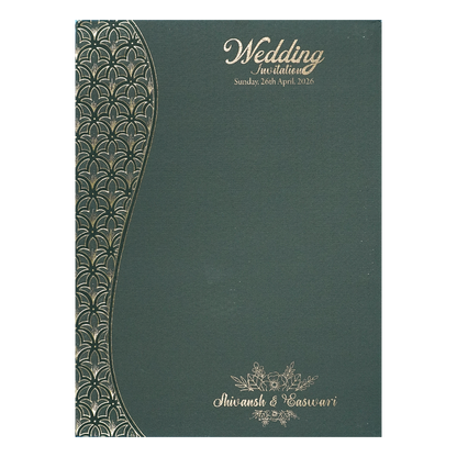 Dark Green Gold Geometric Padded Wedding Card-KSSC2200