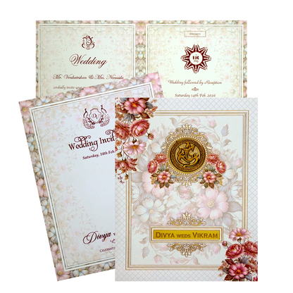 Celebrate in style with customized White Gray Floral Design Marriage card Order now! ?WhatsApp Support ?Express Delivery.
