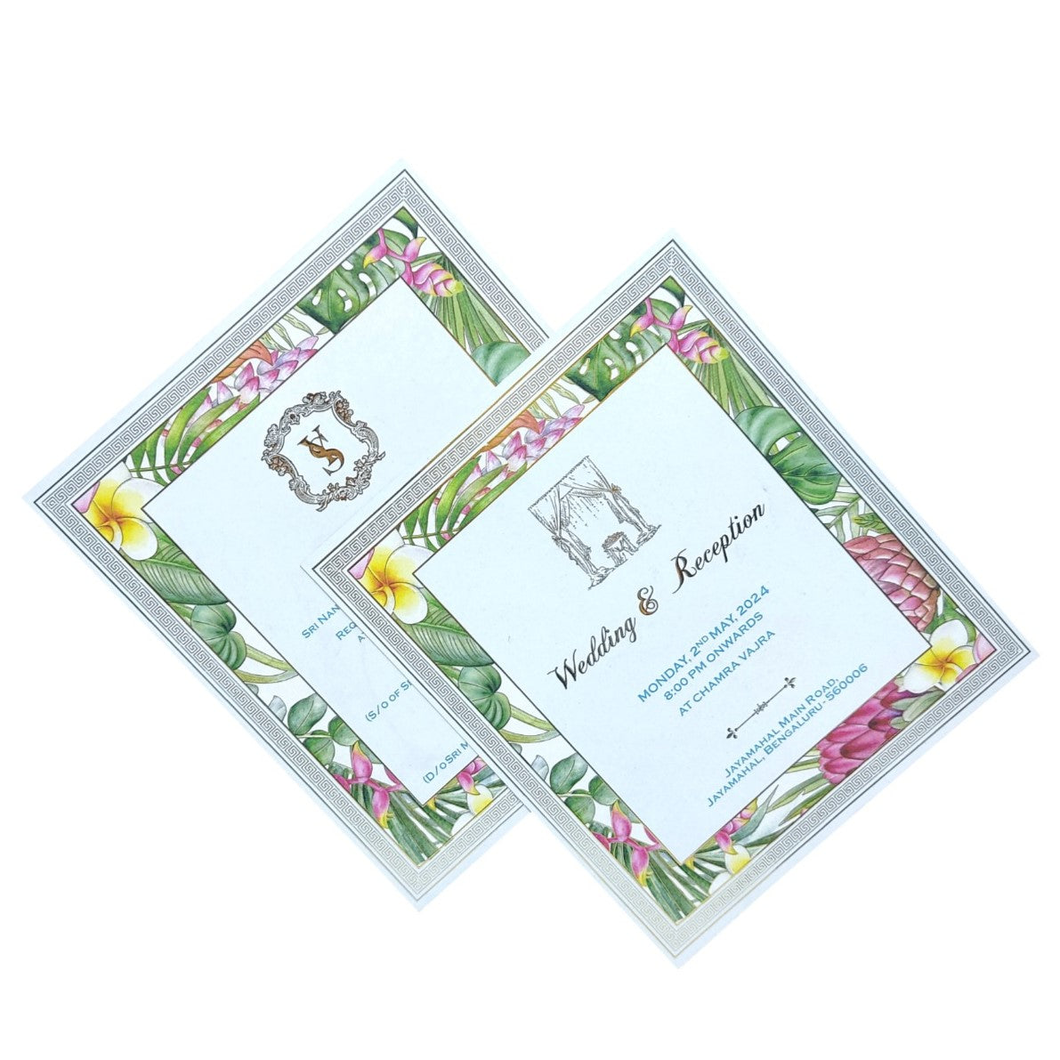 Sky Blue Premium Invitation In Floral Laser Cut Design-KNKYP002