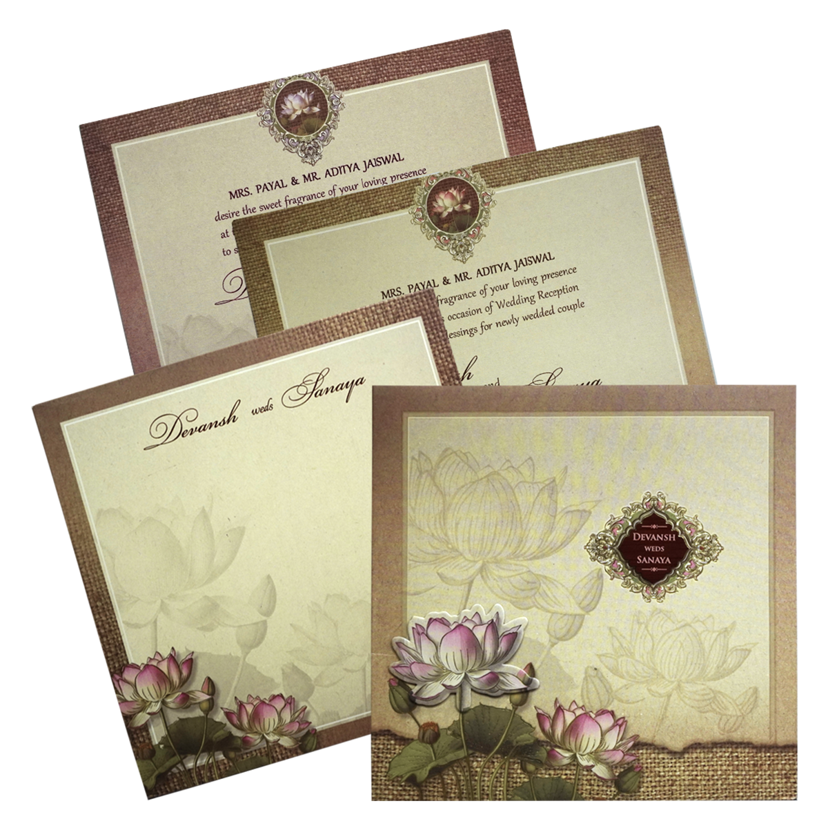 Make your event special with our exclusive Light Brown Lotus Padded Wedding Card. Shop now! ?WhatsApp Support ?Express Delivery.