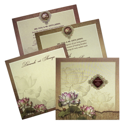 Make your event special with our exclusive Light Brown Lotus Padded Wedding Card. Shop now! ?WhatsApp Support ?Express Delivery.