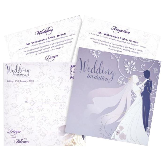 Purple Offset Berry Bride And Groom Wedding Invitation Card-KNBY5404-King of Cards