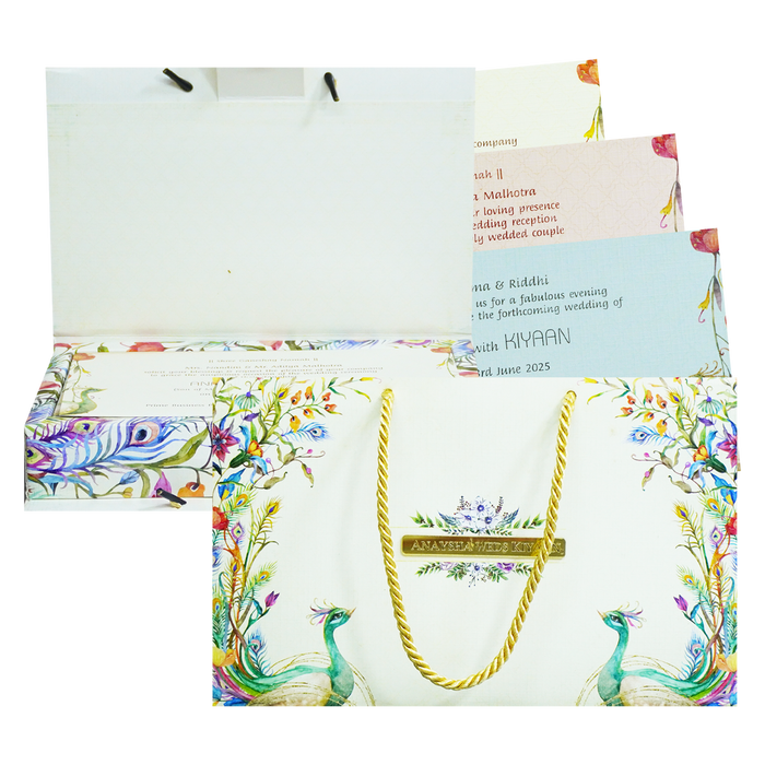 Ivory Floral Wedding Box-King of Cards