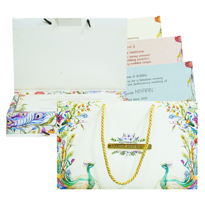 Ivory Floral Wedding Box-King of Cards