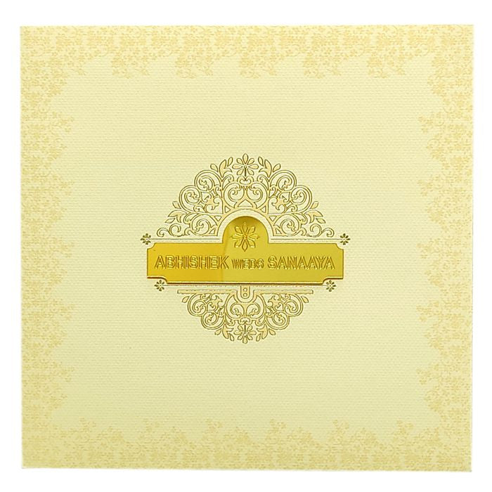 Cream Padded Nameplate Invitation Card-King of Cards
