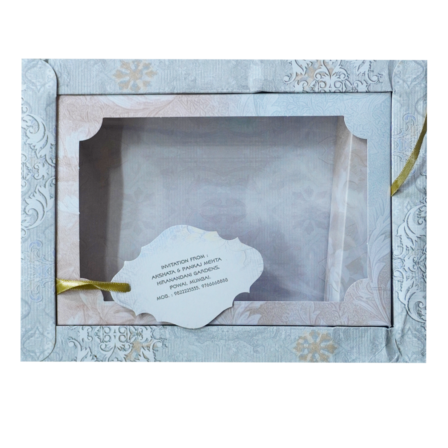 Blue Grey Floral Wedding Box-KRC30790