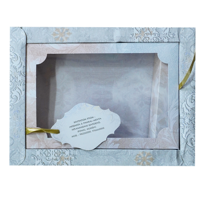 Blue Grey Floral Wedding Box-KRC30790