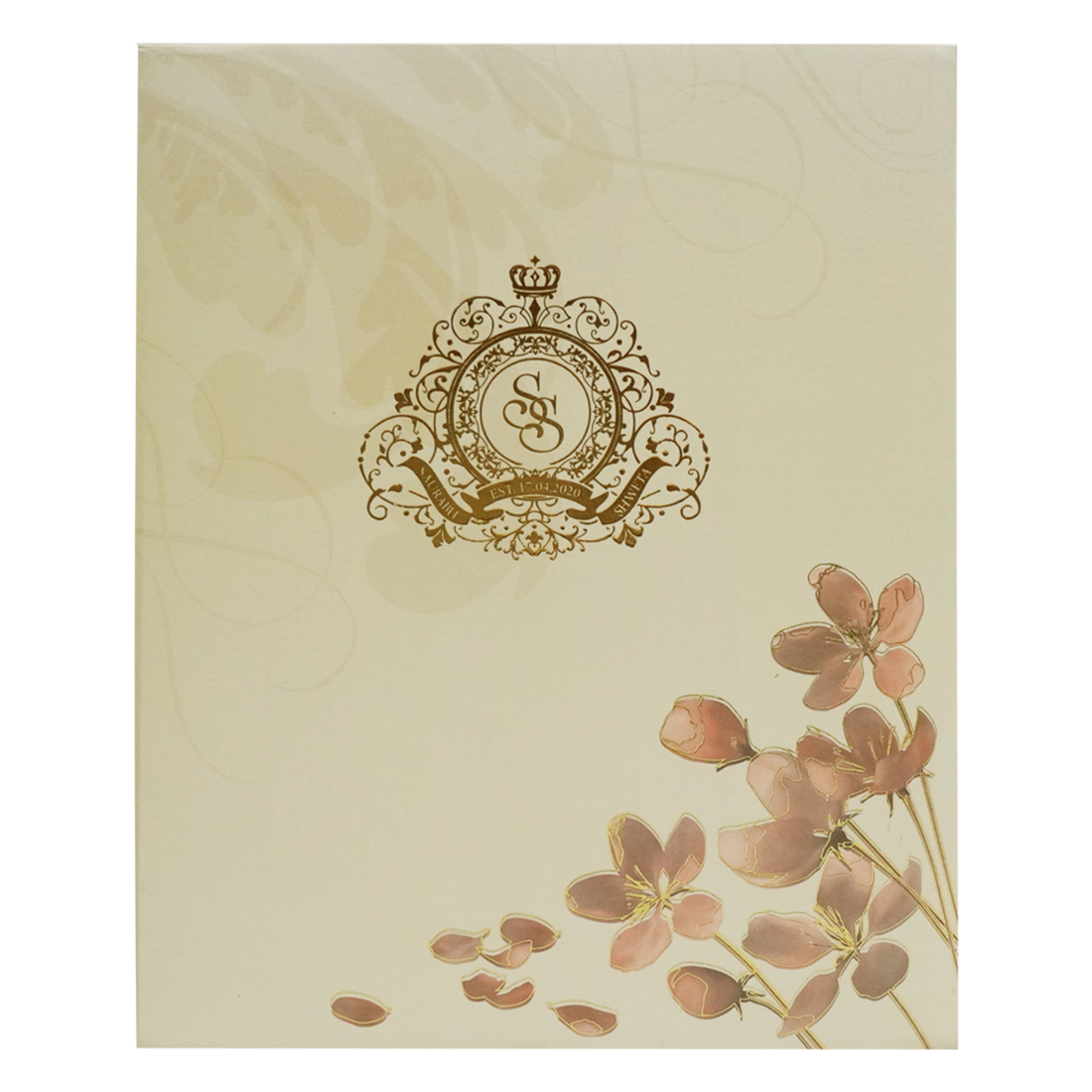 Beige Royal Floral Wedding Card Design-KBM04310
