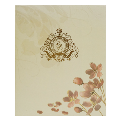 Beige Royal Floral Wedding Card Design-King of Cards