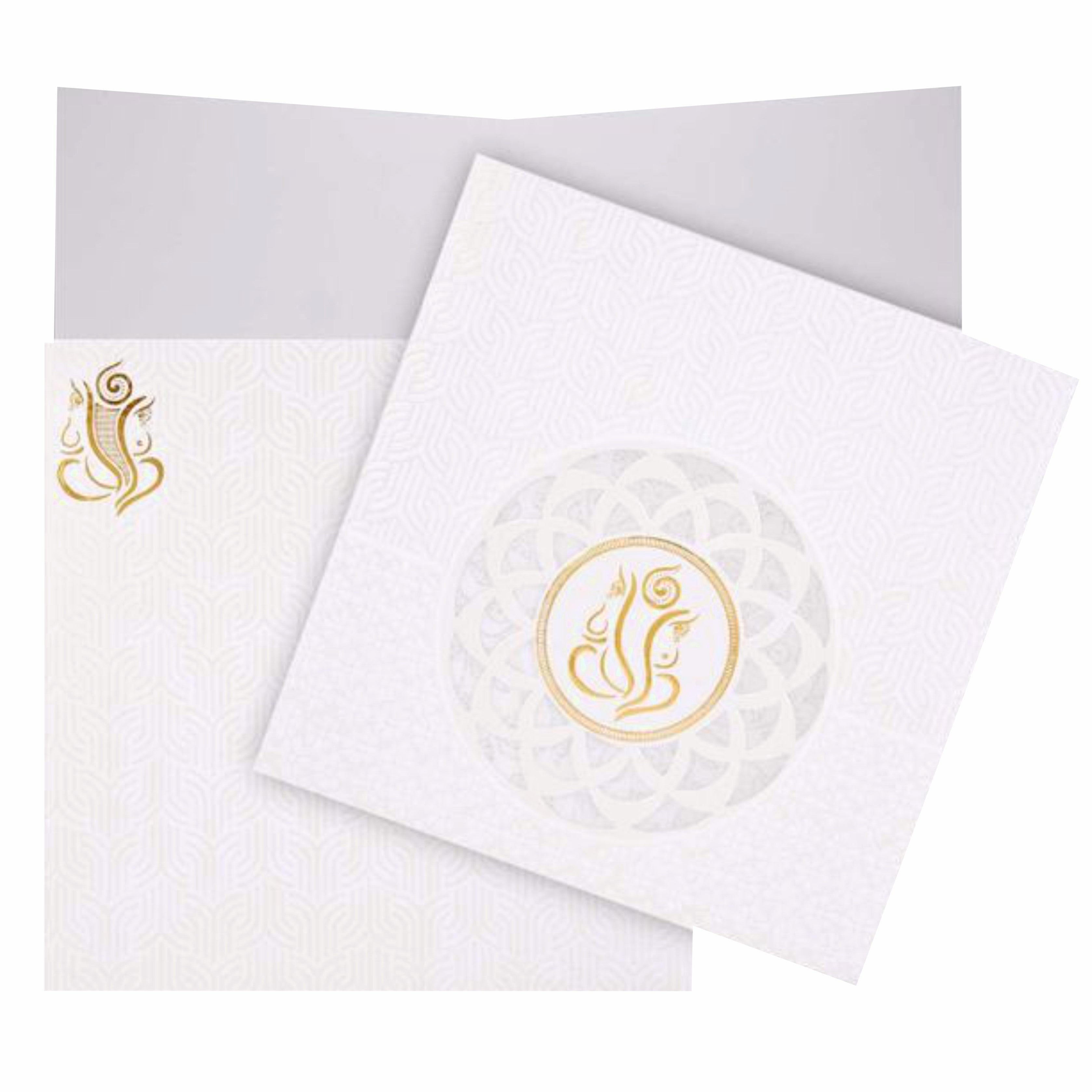 Dazzling Cut Design With Ganesha Theme Wedding Card - KNK30521