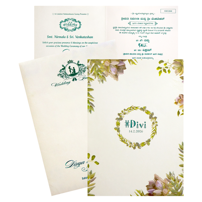 Classic Designer Pastel Floral Wedding Invitation Card-KNKC4044-King of Cards