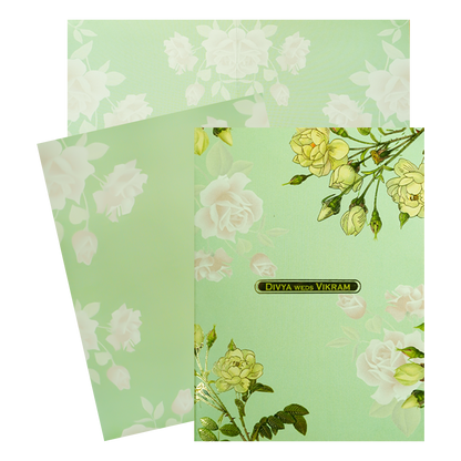 Mint Green Rose Floral Wedding Card-KNTY6814