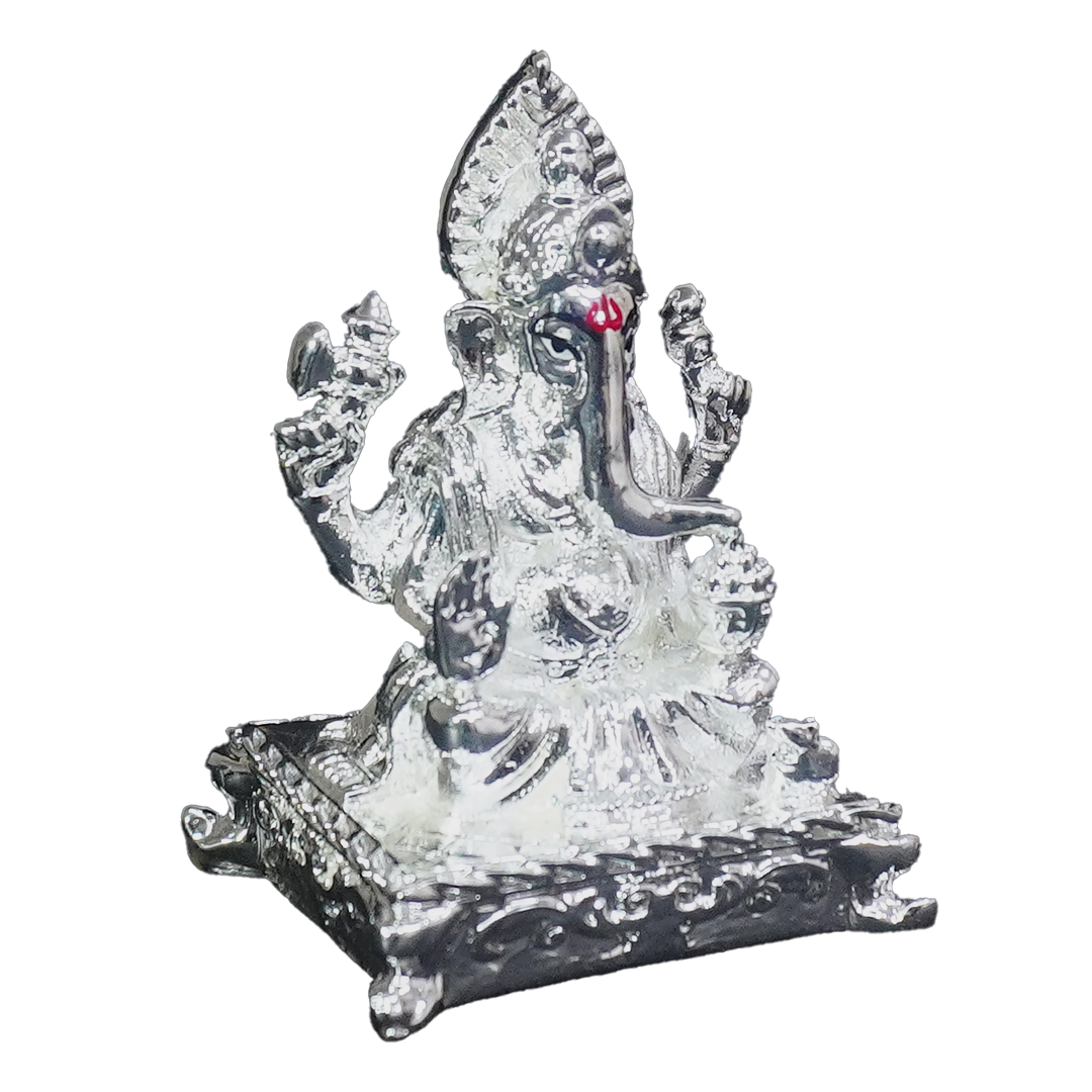 Silver Plated Lord Ganesha Idol-King of Cards
