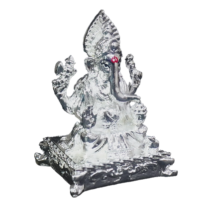 Silver Plated Lord Ganesha Idol-King of Cards