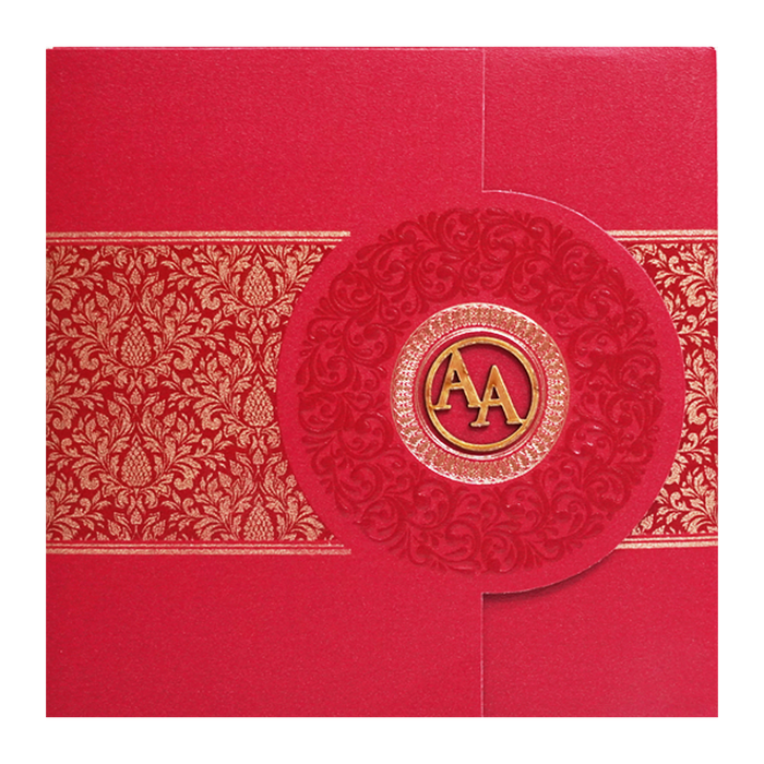 Red Floral Door Box Wedding Card-King of Cards