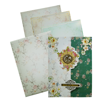 Green Floral Three-Fold Wedding Card-King of Cards