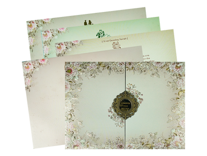 Check out Grey Floral Padded Wedding Card at best price. ✅WhatsApp Support ✅Express Delivery.|King of cards.