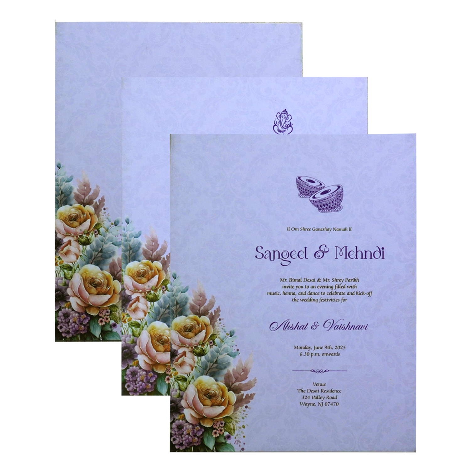 Purple Premium Padded Invitation Card-King of Cards