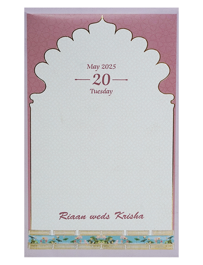 Pink Pop-Up Soft Fabric Wedding Card-King of Cards