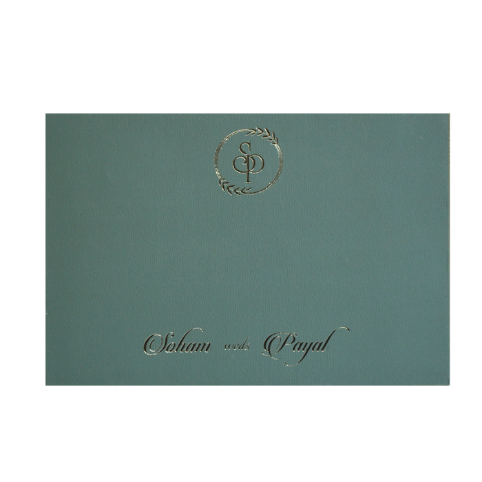 Blue Floral Tracing Nameplate Invitation Card-King of Cards