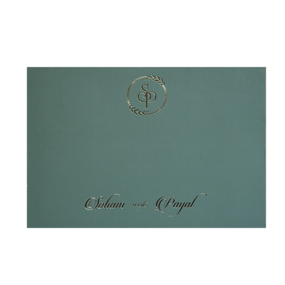 Blue Floral Tracing Nameplate Invitation Card-King of Cards