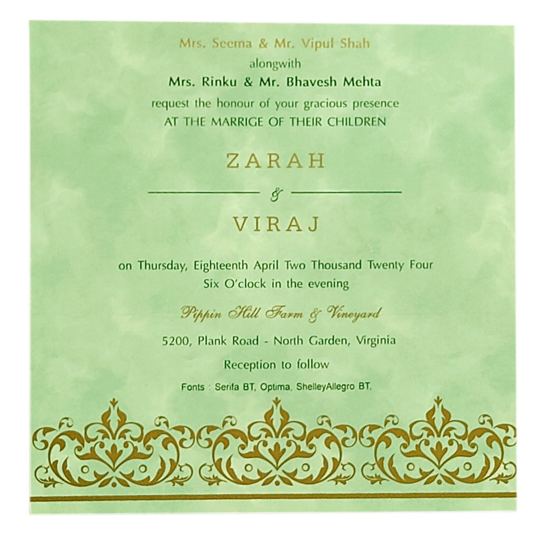 Green Shade Single Sheet Invitation Card-KRCS5492