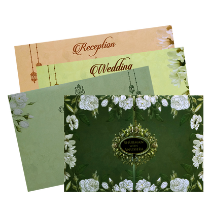 Dark Green Padded Marriage Invitation Card-King of Cards